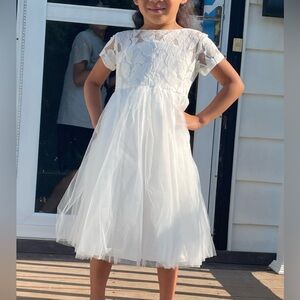 Girls White Shorts Sleeves Dresses Wedding Formal Size 4T